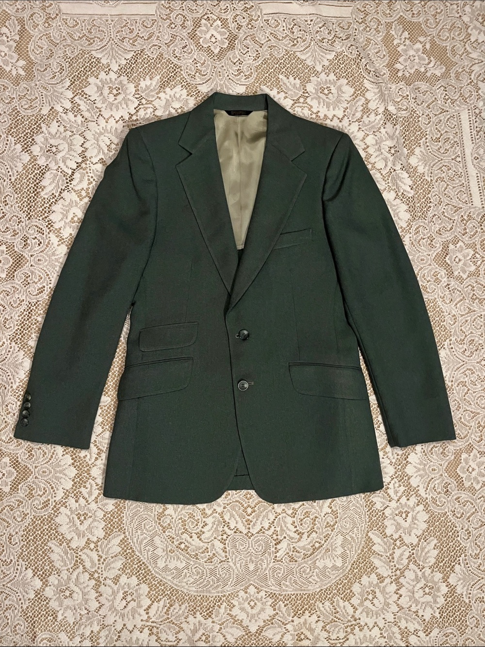 1970s The Attic Union Made Longline Suit Set, Sage Green, Size M Tall - Picture 2 of 14